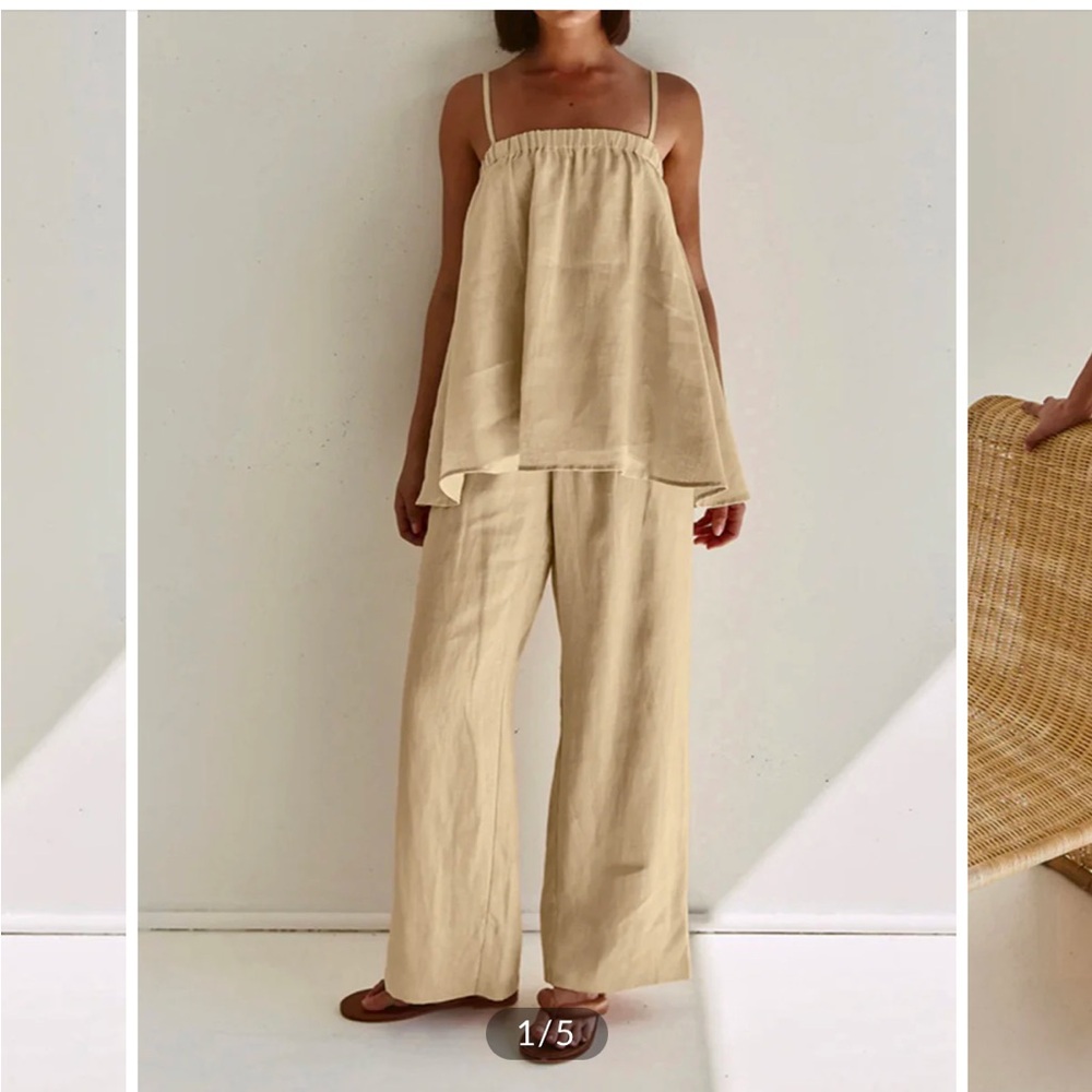 Solid Casual Pants Set